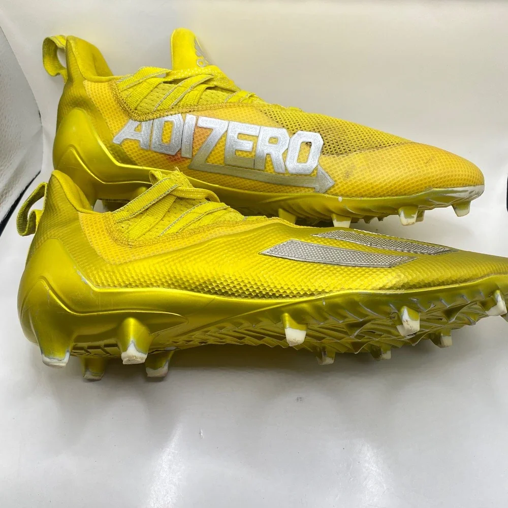 Adidas Adizero Football Cleats Mens 10 Yellow Silver FZ0703 Speed Spikes Sport